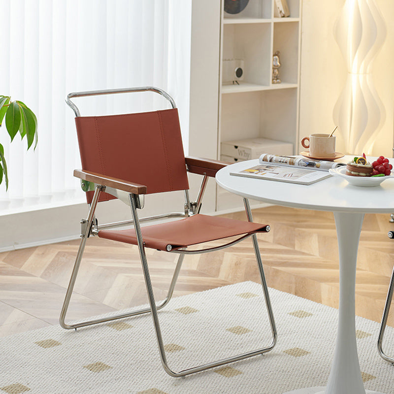 Nordic Saddle Leather Steel Dining Chair