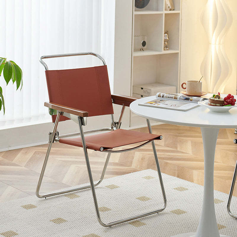 Nordic Saddle Leather Steel Dining Chair