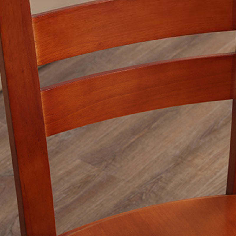 Minimalist Wood Square Bedroom Dining Chair — White + Walnut Color