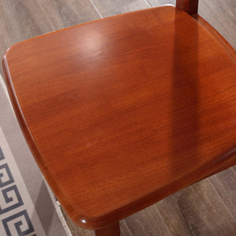 Minimalist Wood Square Bedroom Dining Chair — Tea Color