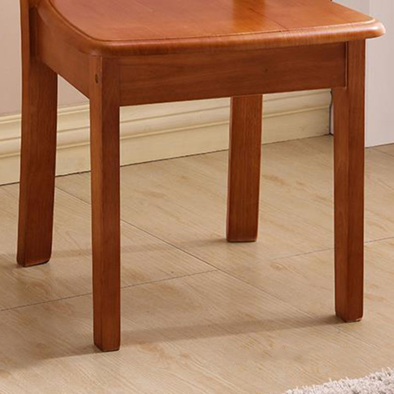 Minimalist Wood Square Bedroom Dining Chair — Original Wood Unpainted Color