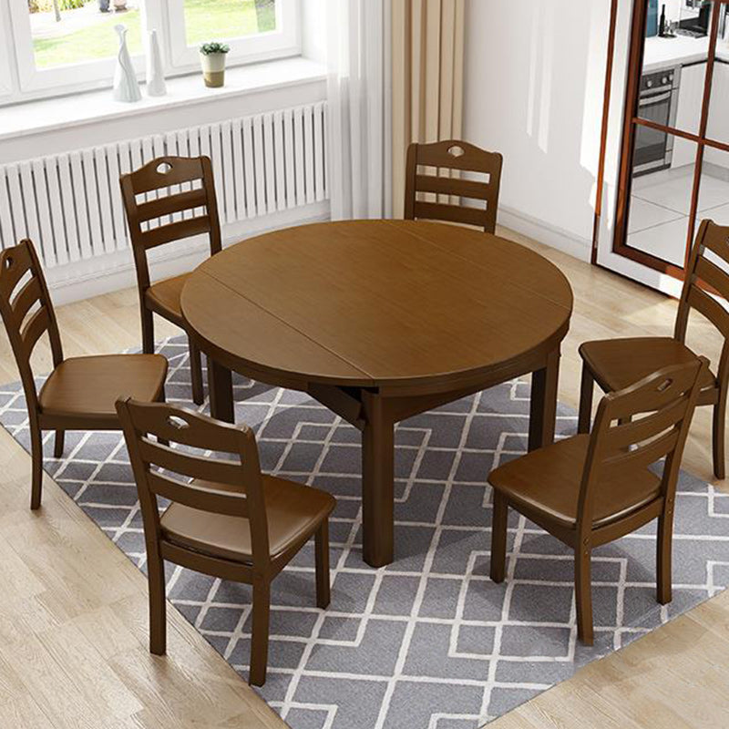 Minimalist Wood Square Bedroom Dining Chair — Walnut Color