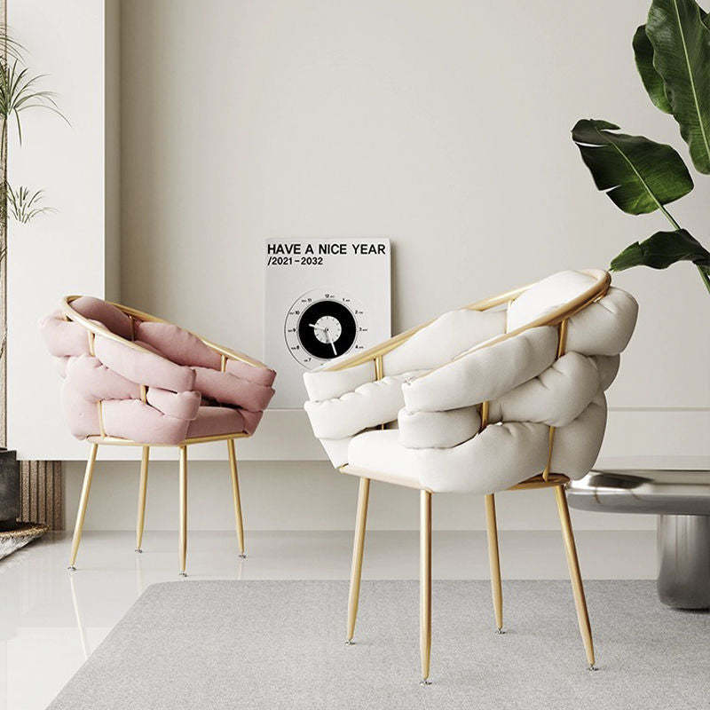 Nordic Velvet Metal Bubble Vanity Stool — Light Gray