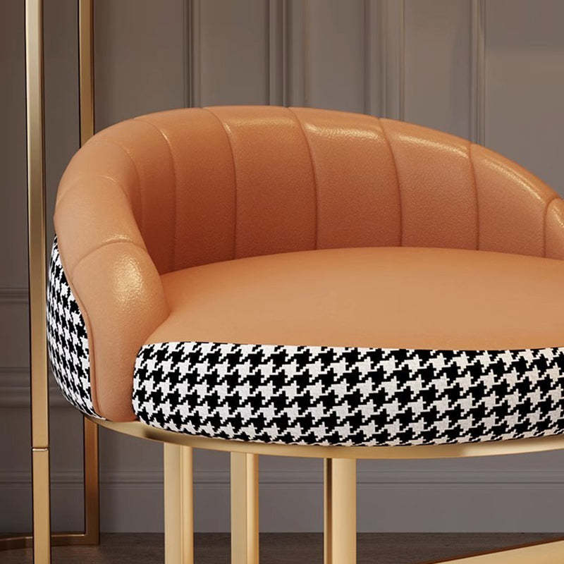 Nordic PU Leather Iron Curved Vanity Stool