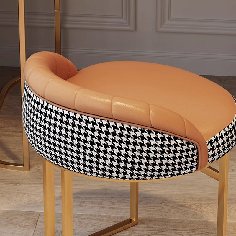 Nordic PU Leather Iron Curved Vanity Stool