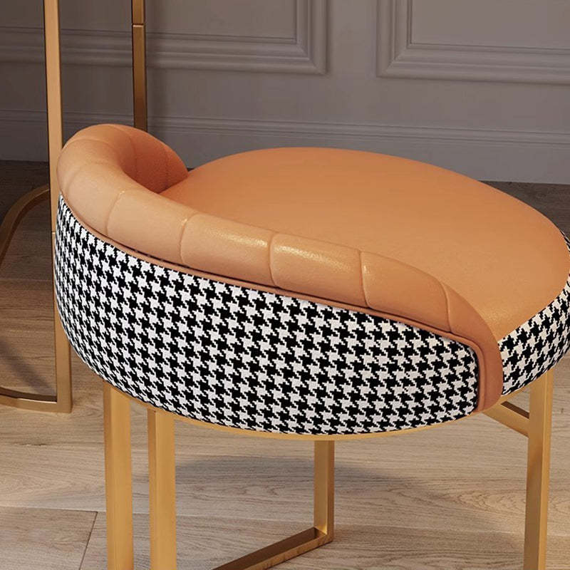 Nordic PU Leather Iron Curved Vanity Stool