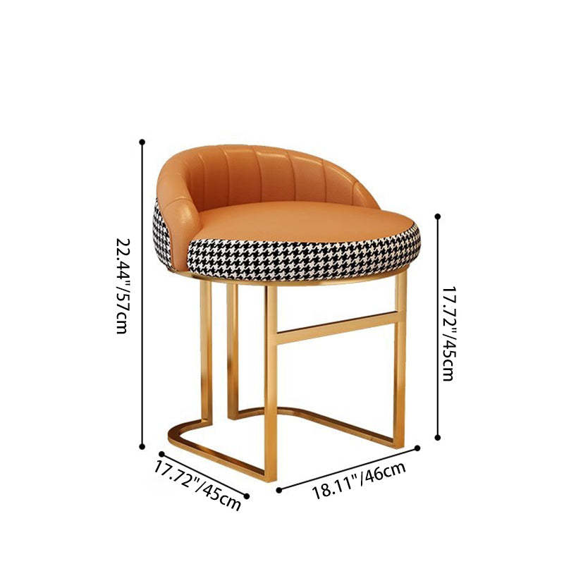 Nordic PU Leather Iron Curved Vanity Stool