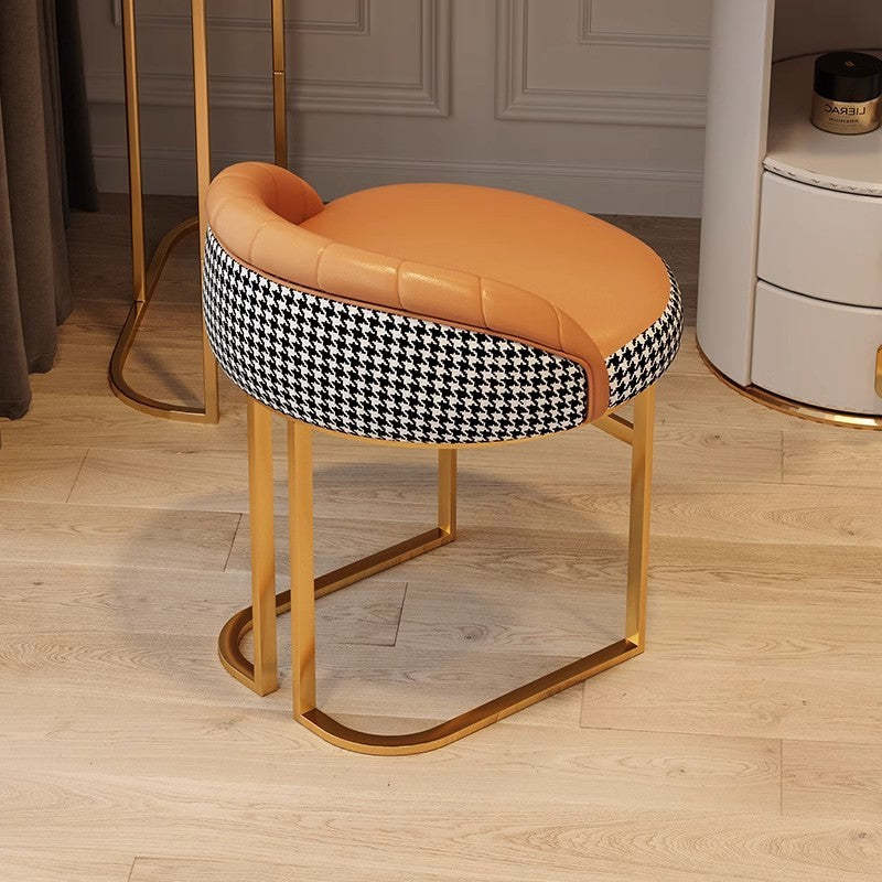 Nordic PU Leather Iron Curved Vanity Stool