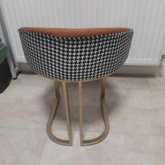 Nordic PU Leather Iron Curved Vanity Stool