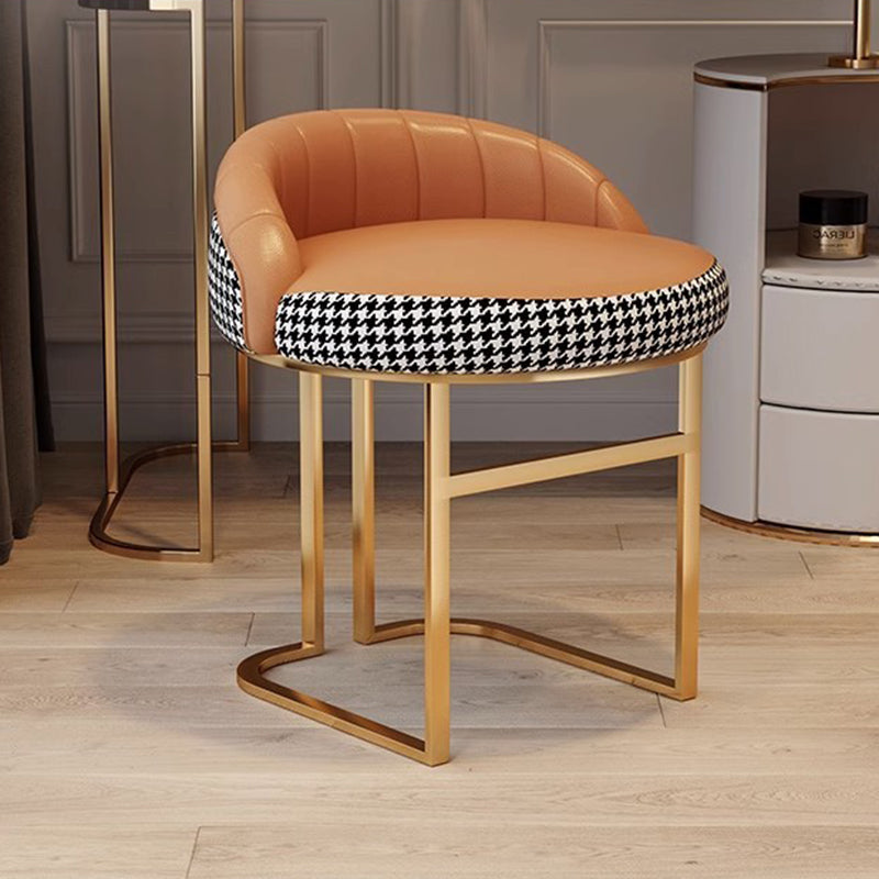 Nordic PU Leather Iron Curved Vanity Stool — Orange