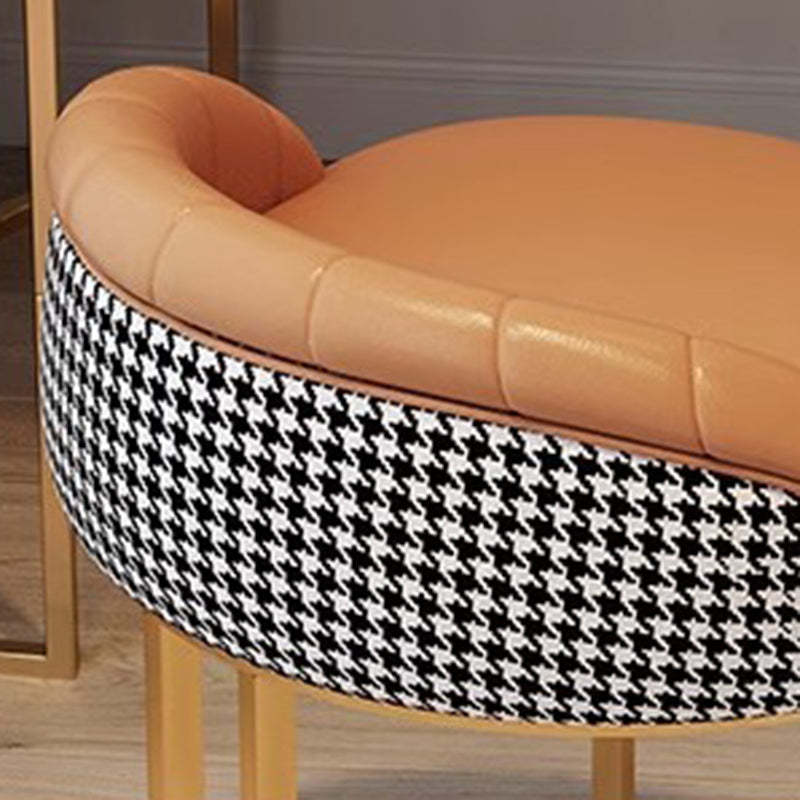 Nordic PU Leather Iron Curved Vanity Stool