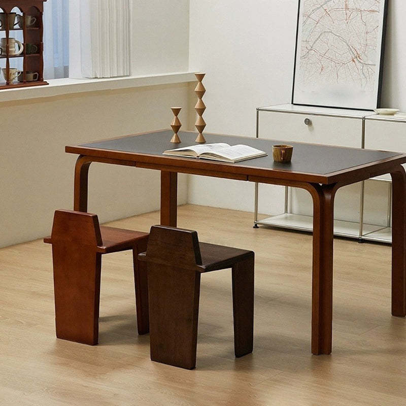 French Wood Square Bedroom Low Stool