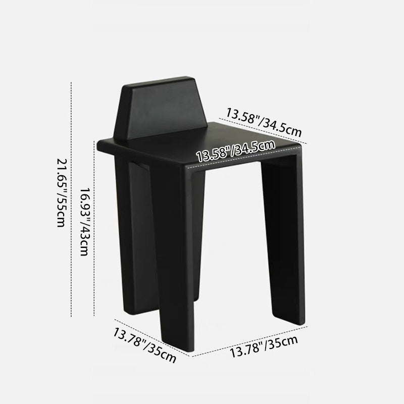 French Wood Square Bedroom Low Stool