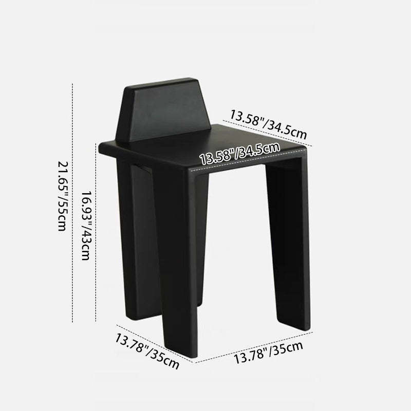 French Wood Square Bedroom Low Stool