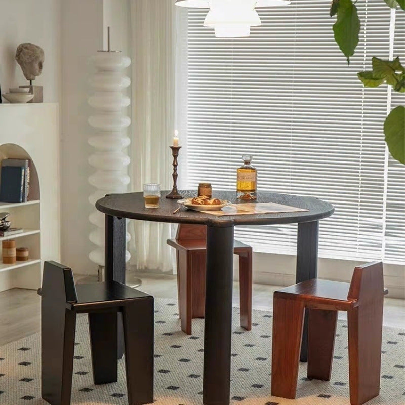 French Wood Square Bedroom Low Stool — Black