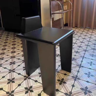 French Wood Square Bedroom Low Stool
