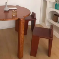 French Wood Square Bedroom Low Stool