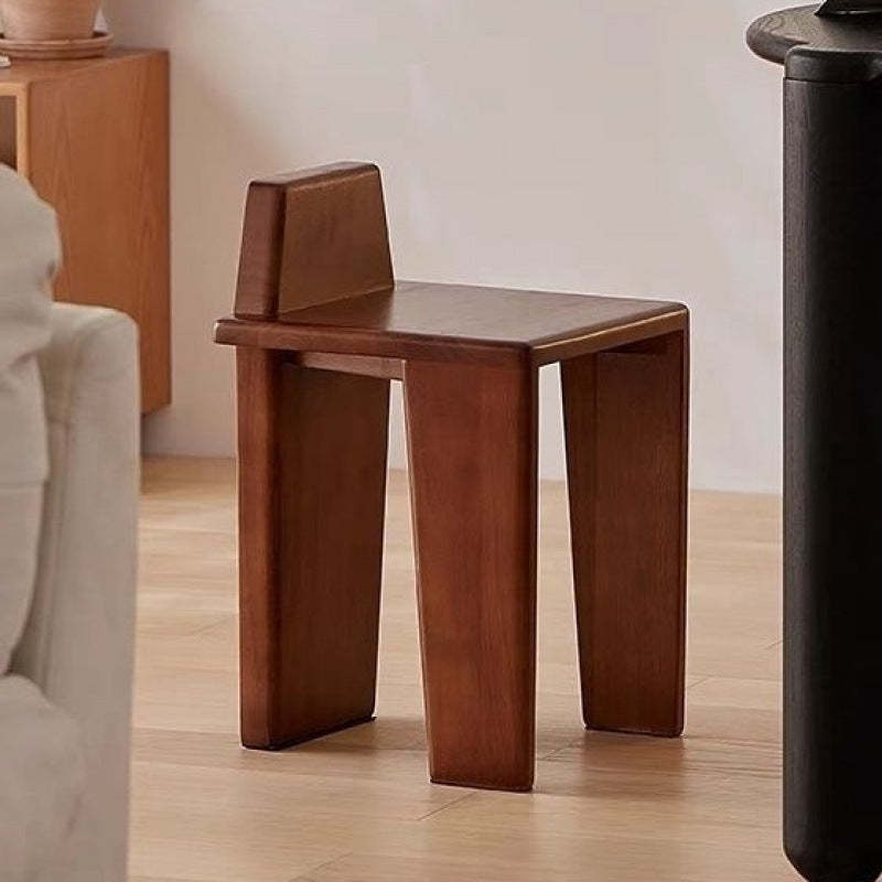 French Wood Square Bedroom Low Stool