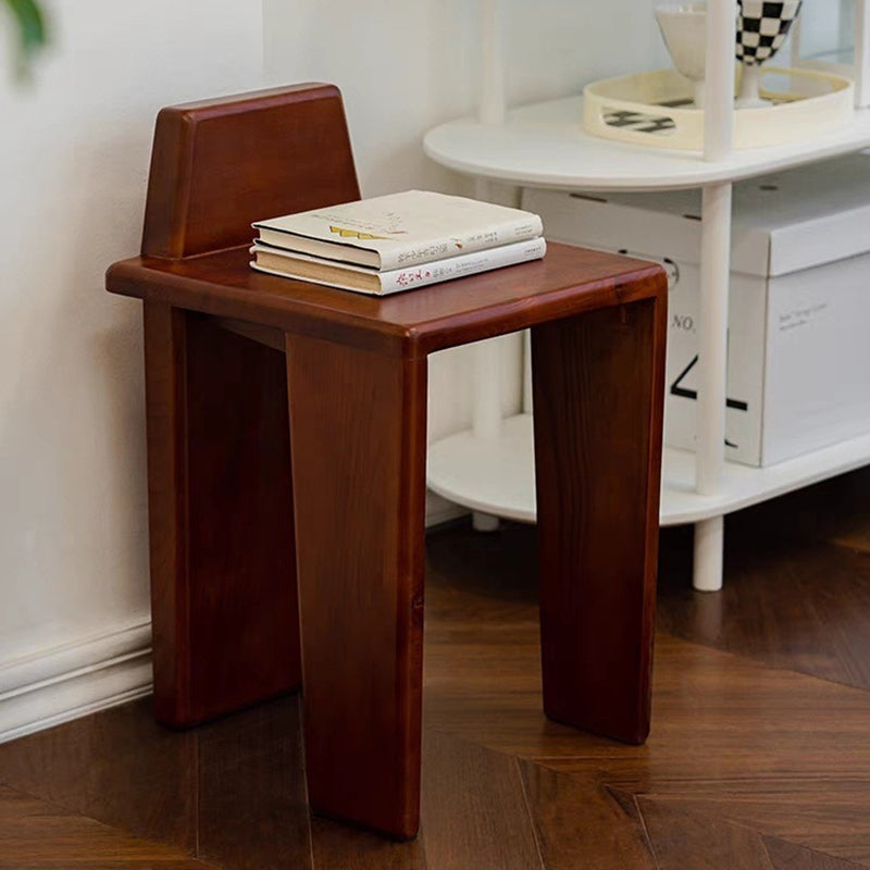 French Wood Square Bedroom Low Stool