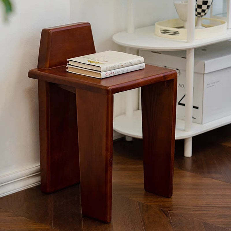 French Wood Square Bedroom Low Stool