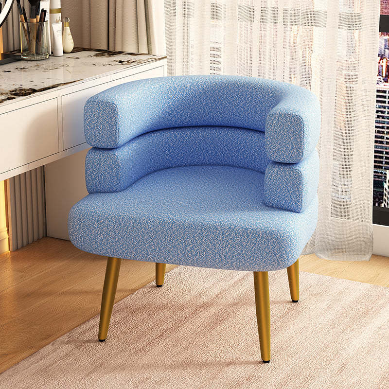 Nordic lambswool curved blue accent chairs in steel — Gold