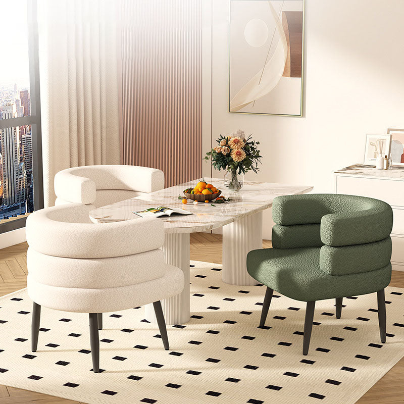Nordic Lambswool Steel Curved Accent Chair