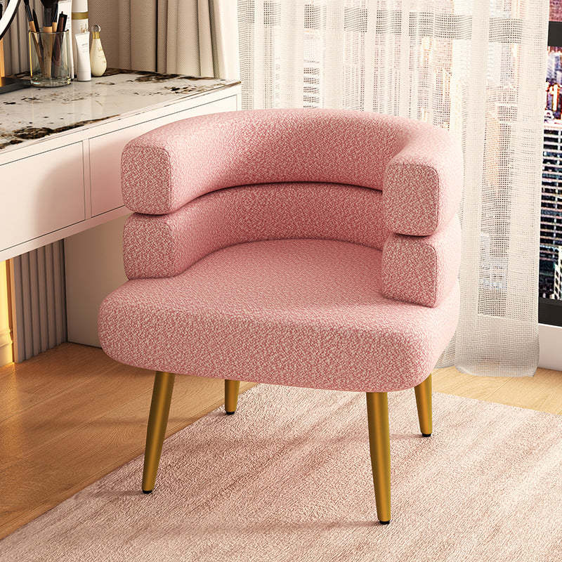 Nordic Lambswool Steel Curved Accent Chair — Gold / Gray