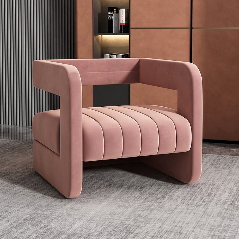 Nordic Velvet Metal Square Accent Chair