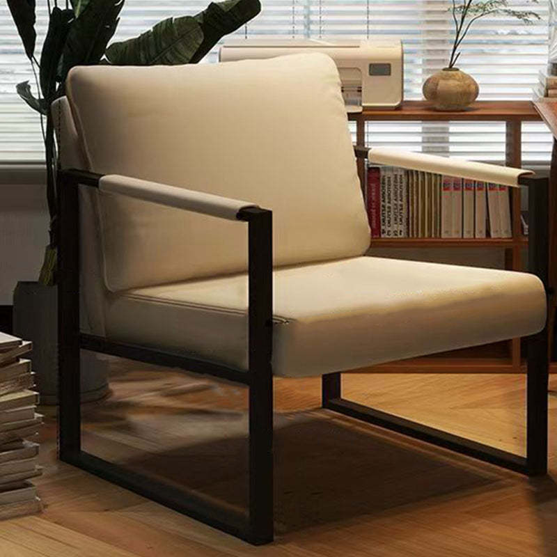 Nordic Leather Iron Square Accent Chair