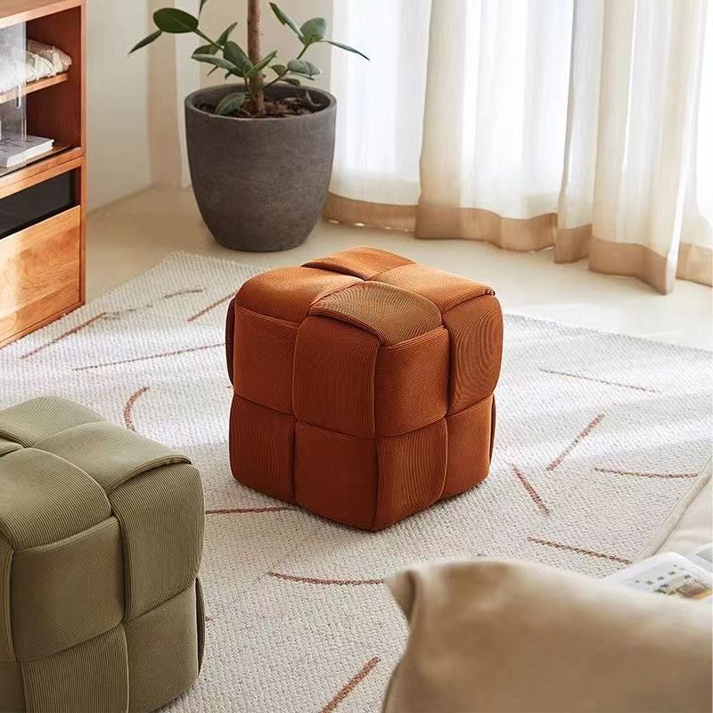 Nordic Corduroy Wood Low Stool