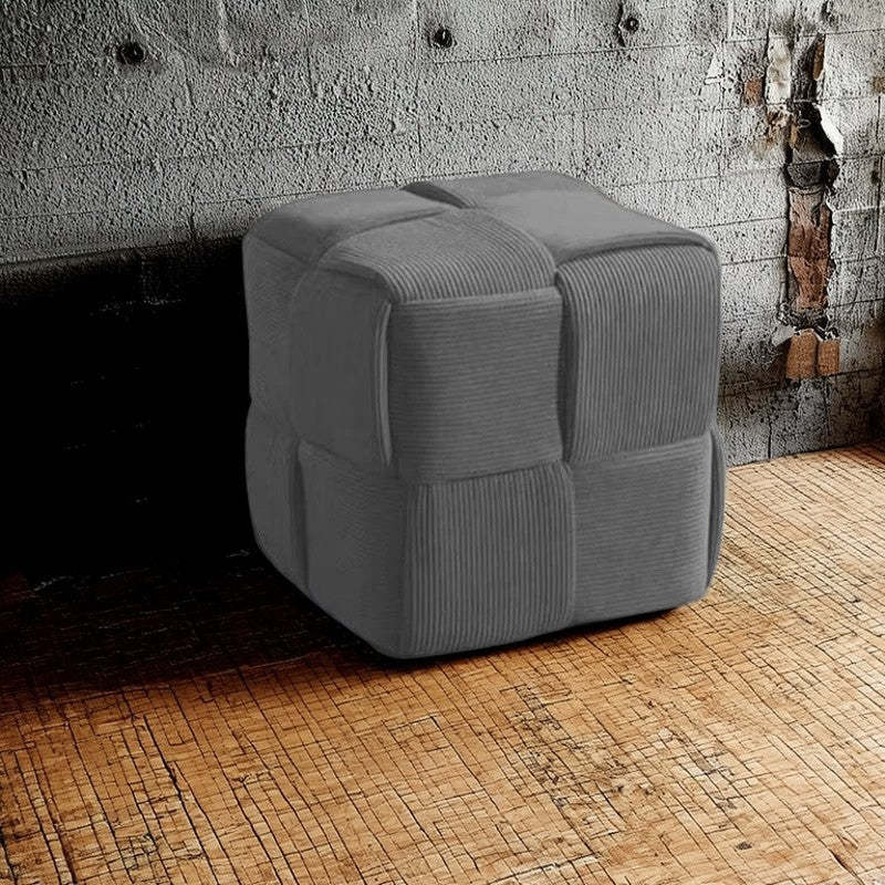 Nordic Corduroy Wood Low Stool