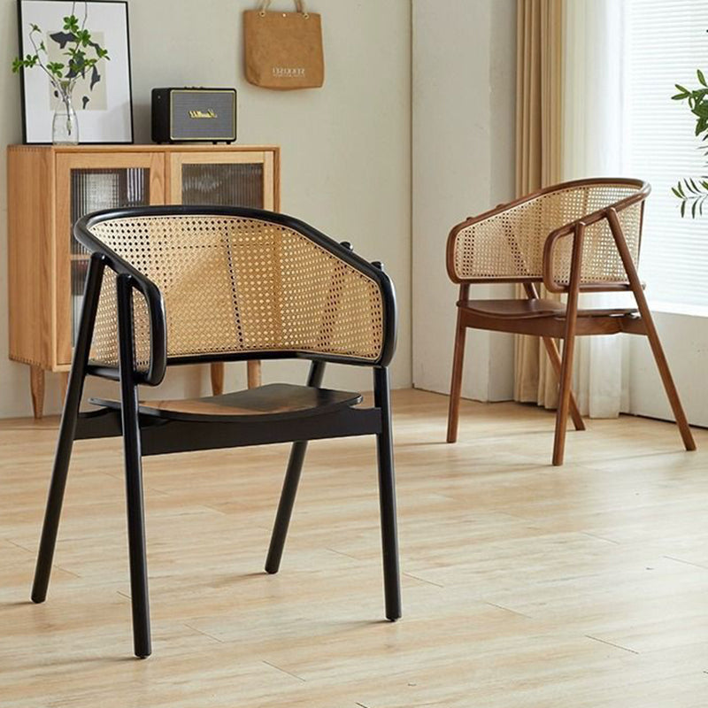 Vintage Rattan Living Room Chair — Rubber Wood / Walnut Color