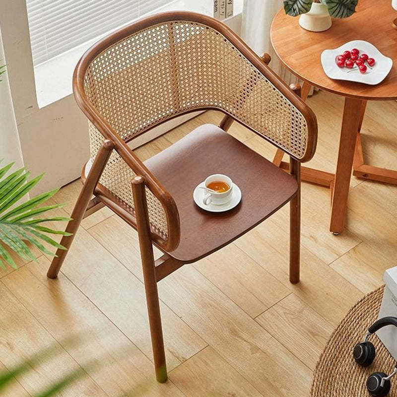 Vintage Rattan Living Room Chair — Rubber Wood / Black