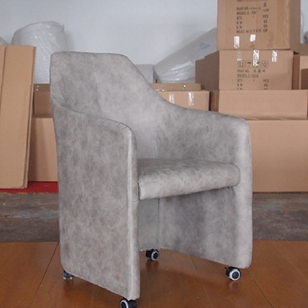 Fabric Metal Curved Mobile Desk Chair — White