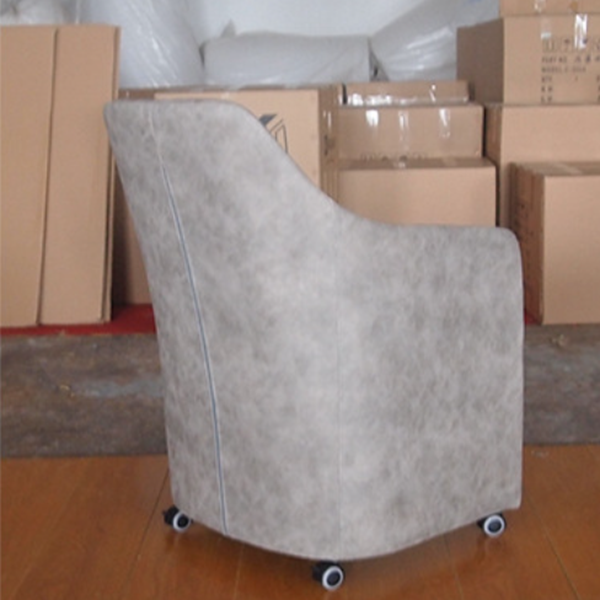 Fabric Metal Curved Mobile Desk Chair — Brown