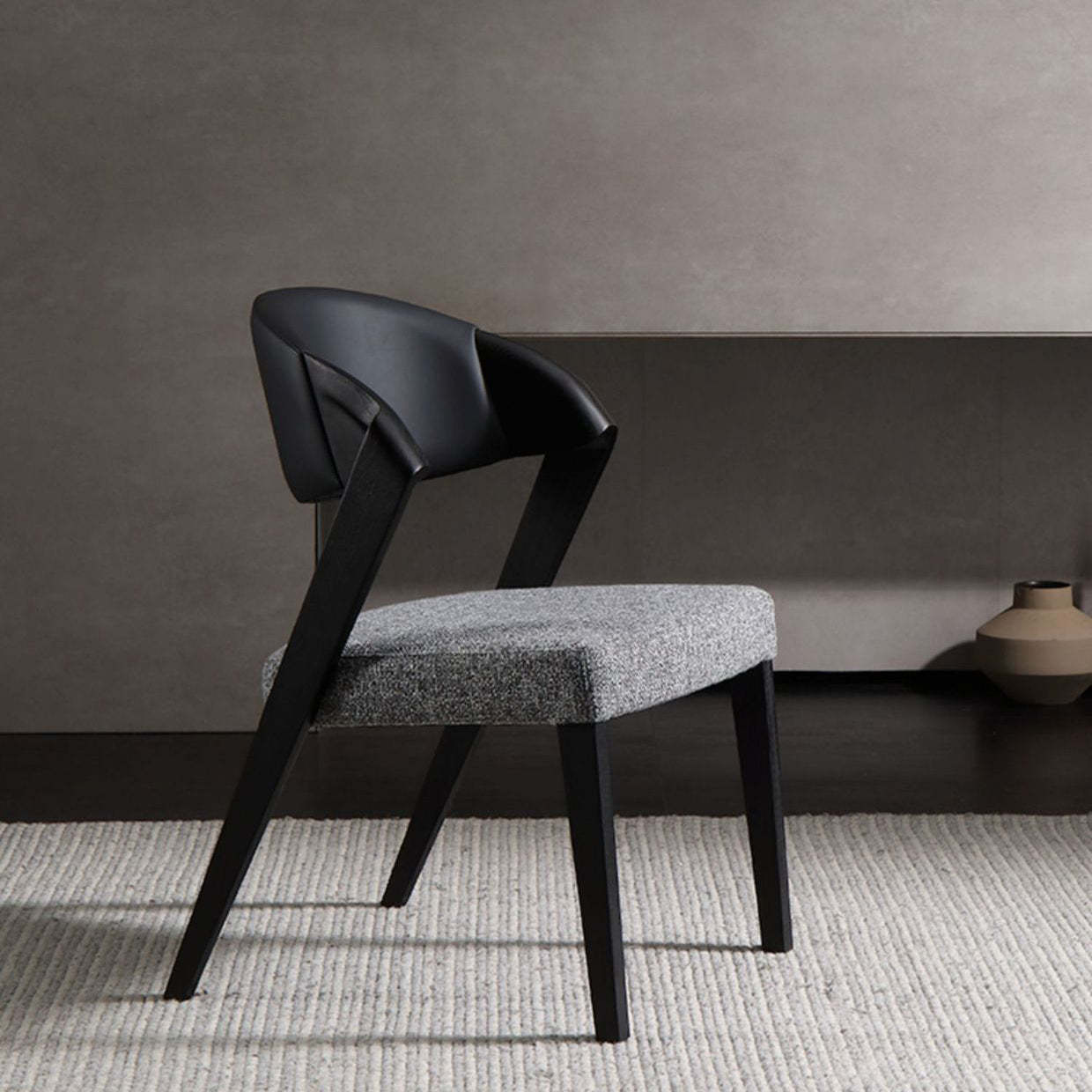 Gray leather linen wood ash microfiber dining chairs & benches - creative