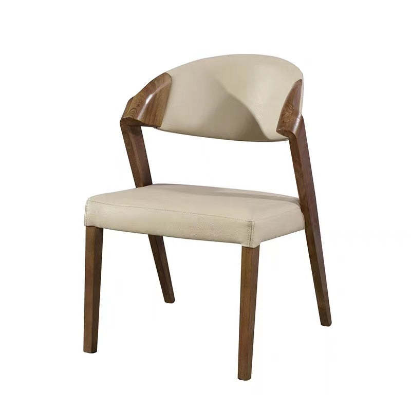 Contemporary Microfiber Leather Linen Ash Wood Dining Chair