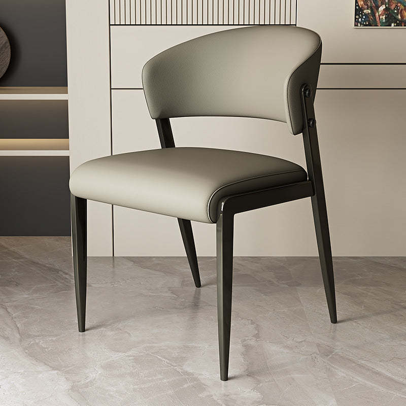 Scandinavian Leather Steel Rounded Dining Chair