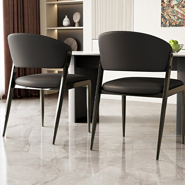 Scandinavian Leather Steel Rounded Dining Chair