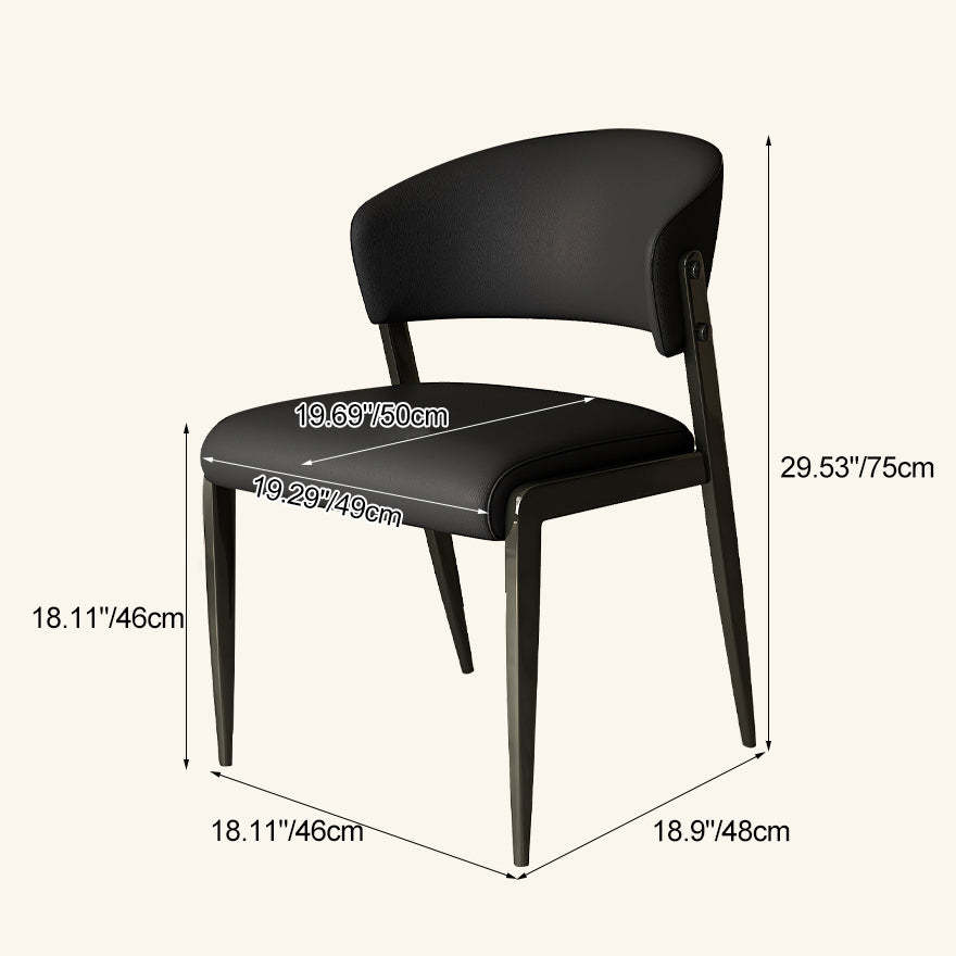 Scandinavian Leather Steel Rounded Dining Chair — Dark Gray