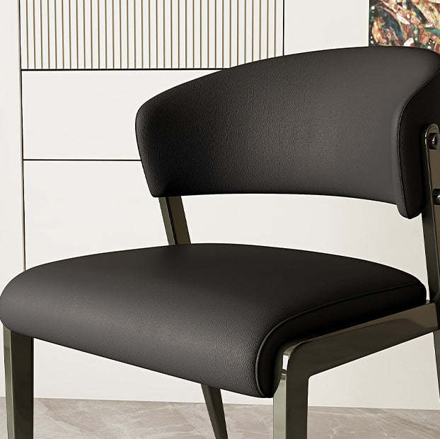 Scandinavian Leather Steel Rounded Dining Chair