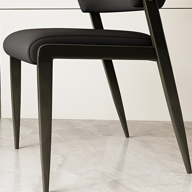 Scandinavian Leather Steel Rounded Dining Chair