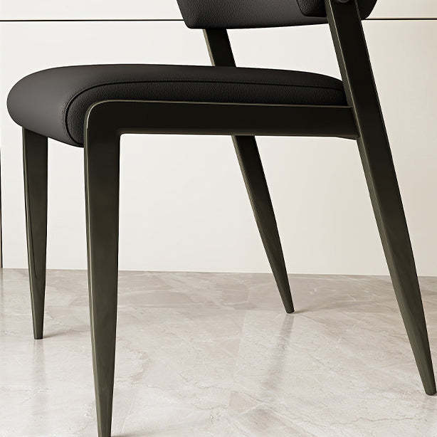 Scandinavian Leather Steel Rounded Dining Chair