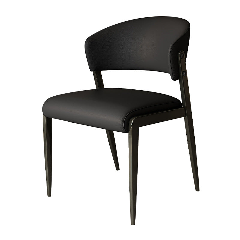 Scandinavian Leather Steel Rounded Dining Chair