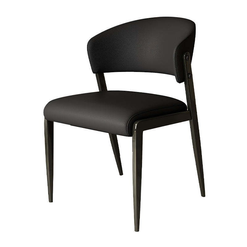 Scandinavian Leather Steel Rounded Dining Chair