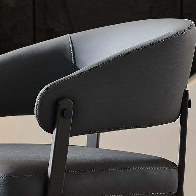 Scandinavian Leather Steel Semi-Enclosed Dining Chair