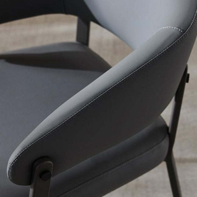 Scandinavian Leather Steel Semi-Enclosed Dining Chair