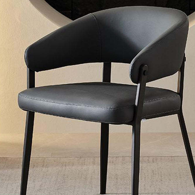 Scandinavian Leather Steel Semi-Enclosed Dining Chair