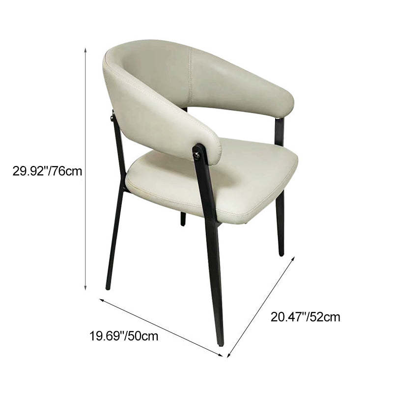 Scandinavian Leather Steel Semi-Enclosed Dining Chair