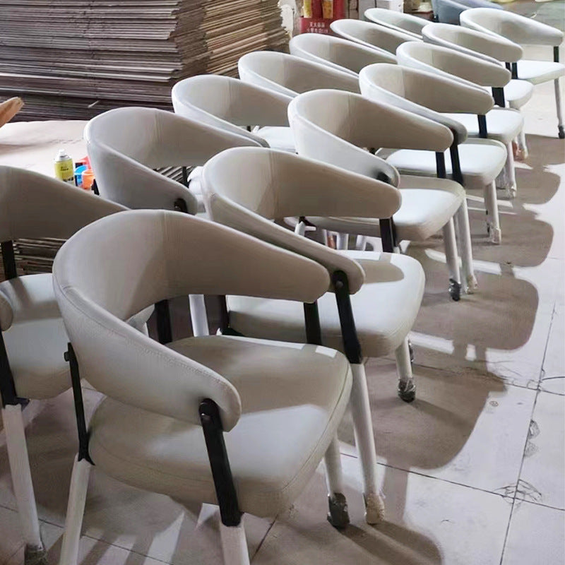 Scandinavian Leather Steel Semi-Enclosed Dining Chair